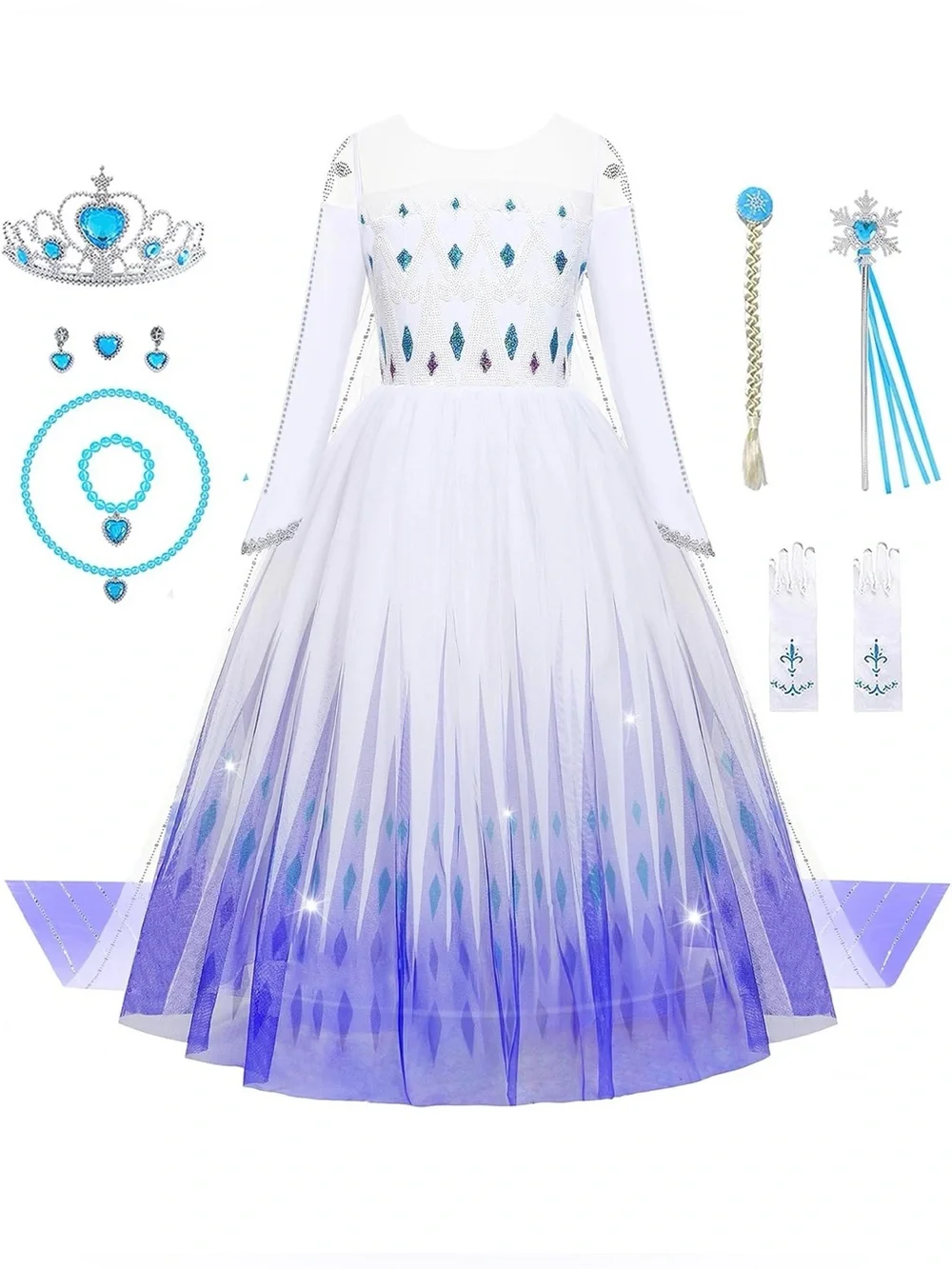 Girls Princess Costumes Snow Queen Princess Fancy Dress Up Clothes